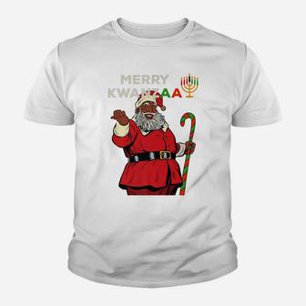 Merry Kwanzaa Santa Black Christmas African American Youth T-shirt | Crazezy