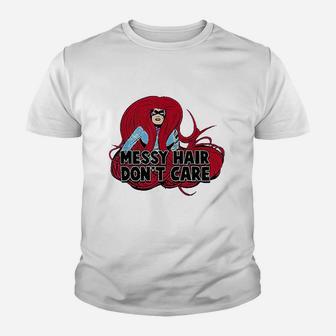 Messy Hair Dont Care Graphic Youth T-shirt | Crazezy UK
