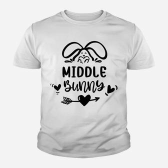 Middle Bunny Funny Matching Easter Bunny Egg Hunting Youth T-shirt | Crazezy DE