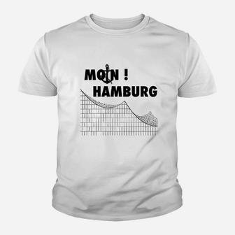 Moin Hamburg Skyline Kinder Tshirt, Maritime Stadtansicht Tee - Seseable