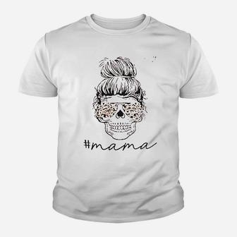 Mom Life Leopard Skull Youth T-shirt | Crazezy