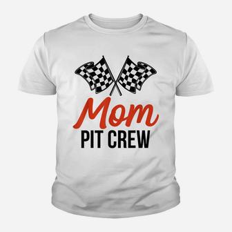 Mom Pit Crew | Funny Hosting Car Race Birthday Party Youth T-shirt | Crazezy AU