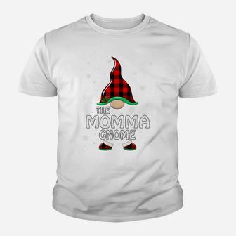 Momma Gnome Buffalo Plaid Matching Family Christmas Pajama Youth T-shirt | Crazezy
