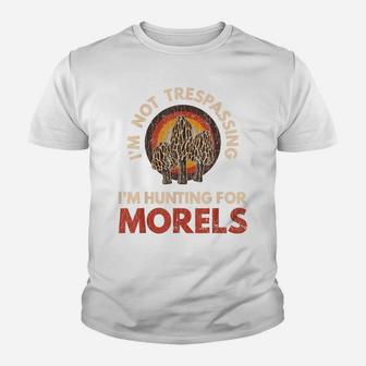 Morel Hunting Funny Mushroom Hunter Mycologist Graphic Youth T-shirt | Crazezy