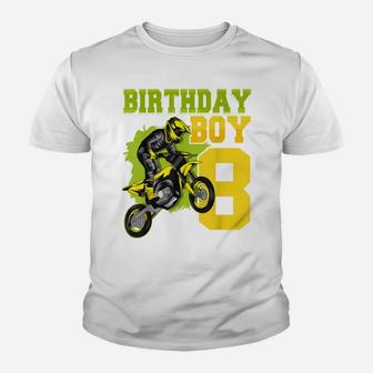 Motocross Mx 8Th Gift 8 Year Old Dirt Bike Birthday Party Youth T-shirt | Crazezy DE