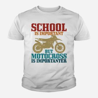 Motocross School Is Important Funny Vintage Dirt Bike Gift Youth T-shirt | Crazezy CA