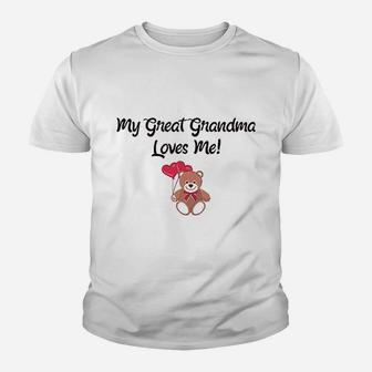 My Great Grandma Loves Me Youth T-shirt | Crazezy