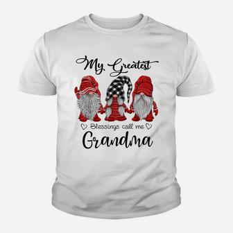 My Greatest Blessings Call Me Grandma Gnome Thanksgiving Tee Youth T-shirt | Crazezy UK