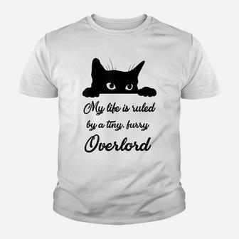 My Life Is Ruled By A Tiny Furry Overlord, Cat Lovers Youth T-shirt | Crazezy