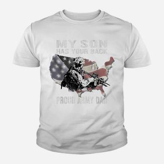 My Son Has Your Back - Proud Army Dad Military Father Gift Youth T-shirt | Crazezy