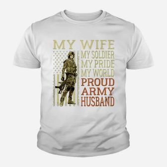 My Wife My Soldier Hero Proud Army Husband Shirt Spouse Gift Youth T-shirt | Crazezy