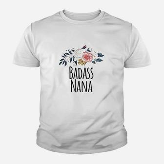 Nana Saying Flowers Grandma Youth T-shirt | Crazezy DE