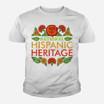 National Hispanic Heritage Month Dahlia Flower Mexico Latino Youth T-shirt | Crazezy