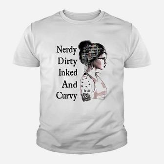 Nerdy Dirty Inked Curvy Reading Lovers Tattoo Gifts Youth T-shirt | Crazezy CA