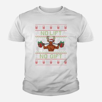 No Lift No Gift Fitness Gift Reindeer Christmas Bodybuilder Sweatshirt Youth T-shirt | Crazezy DE