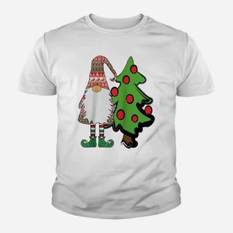 Nordic Gnome Christmas Tree Tomte Nisse Holiday Cute Raglan Baseball Tee Youth T-shirt | Crazezy