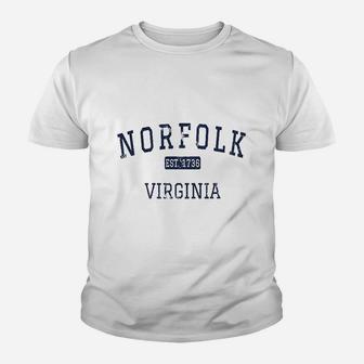 Norfolk Virginia Est Youth T-shirt | Crazezy UK