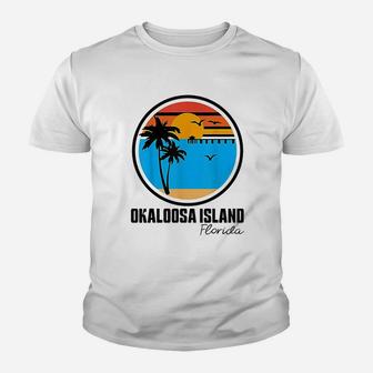 Okaloosa Island Florida Sunset Ocean Palm Tree Fishing Youth T-shirt | Crazezy