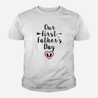 Our First Fathers Day Outfits For Dad And Baby Youth T-shirt | Crazezy UK