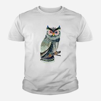 Owl Floral Folk Art Youth T-shirt | Crazezy