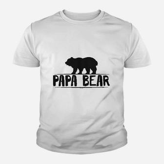 Papa Bear Daddy Dad Father Grizzly Youth T-shirt | Crazezy