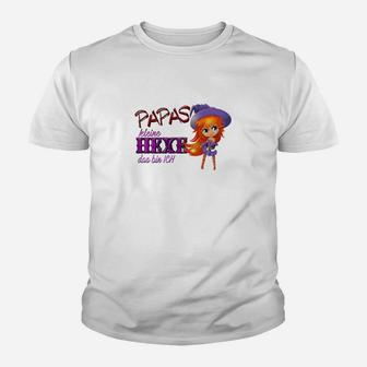 Papas Kleines Mädchen Kinder Tshirt, Lustiger Spruch mit Cartoon-Figur - Seseable