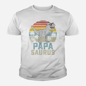 Papasaurus T Rex Dinosaur Papa Saurus Family Matching Youth T-shirt | Crazezy