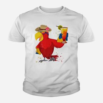 Parrots Drinking Margarita Hawaiian Birds Funny Family Cute Youth T-shirt | Crazezy