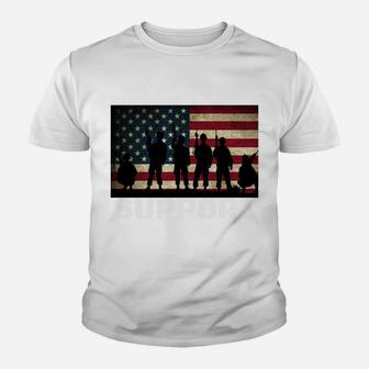 Patriotic American Flag And Us Soldiers Support The Troops Youth T-shirt | Crazezy