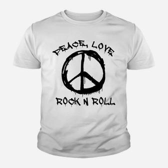 Peace Love And Rock And Roll Saying Rocker Motif Youth T-shirt | Crazezy UK