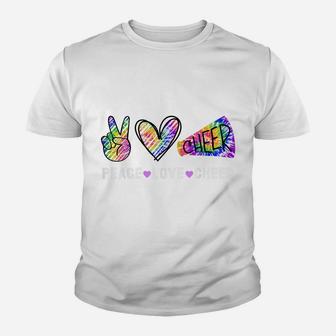 Peace Love Cheer Tie Dye Cheerleading For Cheerleader Cute Youth T-shirt | Crazezy AU