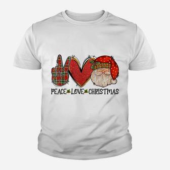 Peace Love Christmas Funny Santa Claus Happy Xmas Youth T-shirt | Crazezy UK