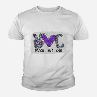 Peace Love Cna Funny Nursing Nurse Leopard Print Tie Dye Youth T-shirt | Crazezy
