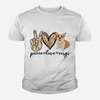 Peace Love Corgi Funny Dog Mom Mother's Day Gift Corgi Lover Youth T-shirt | Crazezy CA