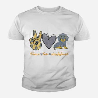 Peace Love Dachshund Dog Shirt Funny Dachshund Lover Gifts Sweatshirt Youth T-shirt | Crazezy DE