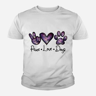 Peace Love Dogs Lover Puppy Paw Dog Funny Dog Lover Youth T-shirt | Crazezy CA