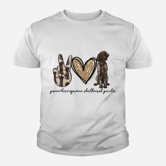 Peace Love Gsp German Shorthaired Pointer Dog Lover Gift Raglan Baseball Tee Youth T-shirt | Crazezy