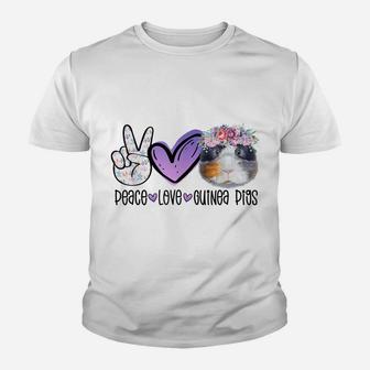 Peace Love Guinea Pigs Funny Guinea Pigs Lover Christmas Youth T-shirt | Crazezy