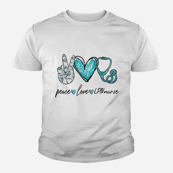 Peace Love Lpn Nurse Hand Sign Peace Lovers Youth T-shirt | Crazezy UK