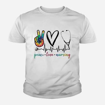 Peace Love Nurse Tie Dye Youth T-shirt | Crazezy