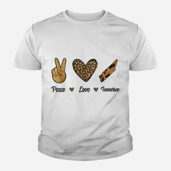 Peace Love Tennessee Leopard Flag Map Souvenirs Men Women Youth T-shirt | Crazezy UK