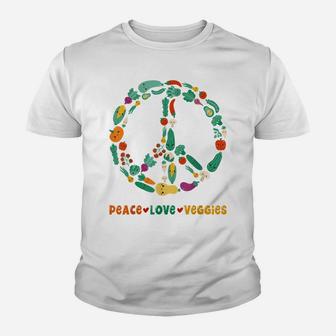 Peace Love Veggies Vegan Vegetarian Plant Based Veganism Youth T-shirt | Crazezy AU