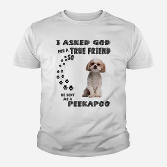 Peekapoo Saying Mom Dad Costume, Cute Poodle Pekingese Dog Youth T-shirt | Crazezy UK