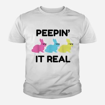 Peepin It Real Clothing Easter Egg Hunting Bunny Lover Gift Youth T-shirt | Crazezy DE