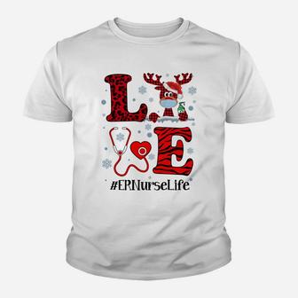 Ph Love Reindeer Er Nurse Christmas Red Plaid Leopard Gift Sweatshirt Youth T-shirt | Crazezy