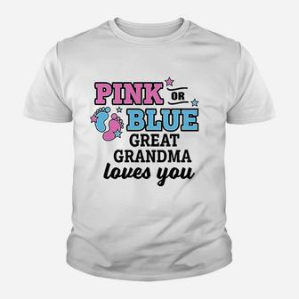 Pink Or Blue Great Grandma Loves You Youth T-shirt | Crazezy UK