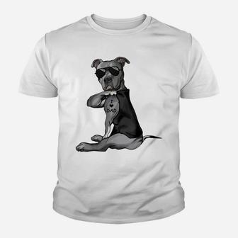 Pitbull Dog Tattoo I Love Dad - Father's Day Youth T-shirt | Crazezy DE
