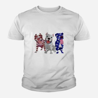 Pitbull Red White Blue Stars American Flag 4th Of July Shirt Youth T-shirt - Thegiftio