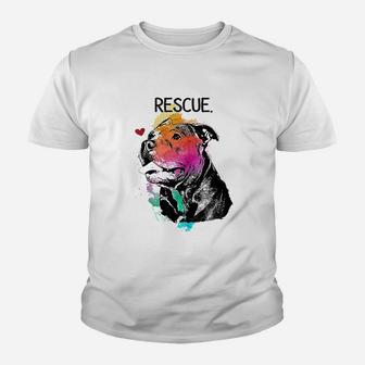 Pitbull Rescue Dog Youth T-shirt | Crazezy