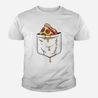 Pizza Pie Pepperoni Fast Food Slice Pocket Youth T-shirt | Crazezy